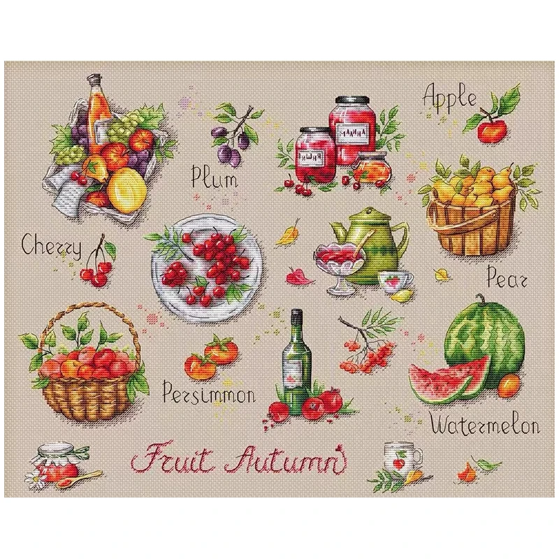 

Autumn Fruit Patterns Counted Cross Stitch 11CT 14CT DIY Chinese Cross Stitch Kit Embroidery Needlework Sets Home Decor Crafts