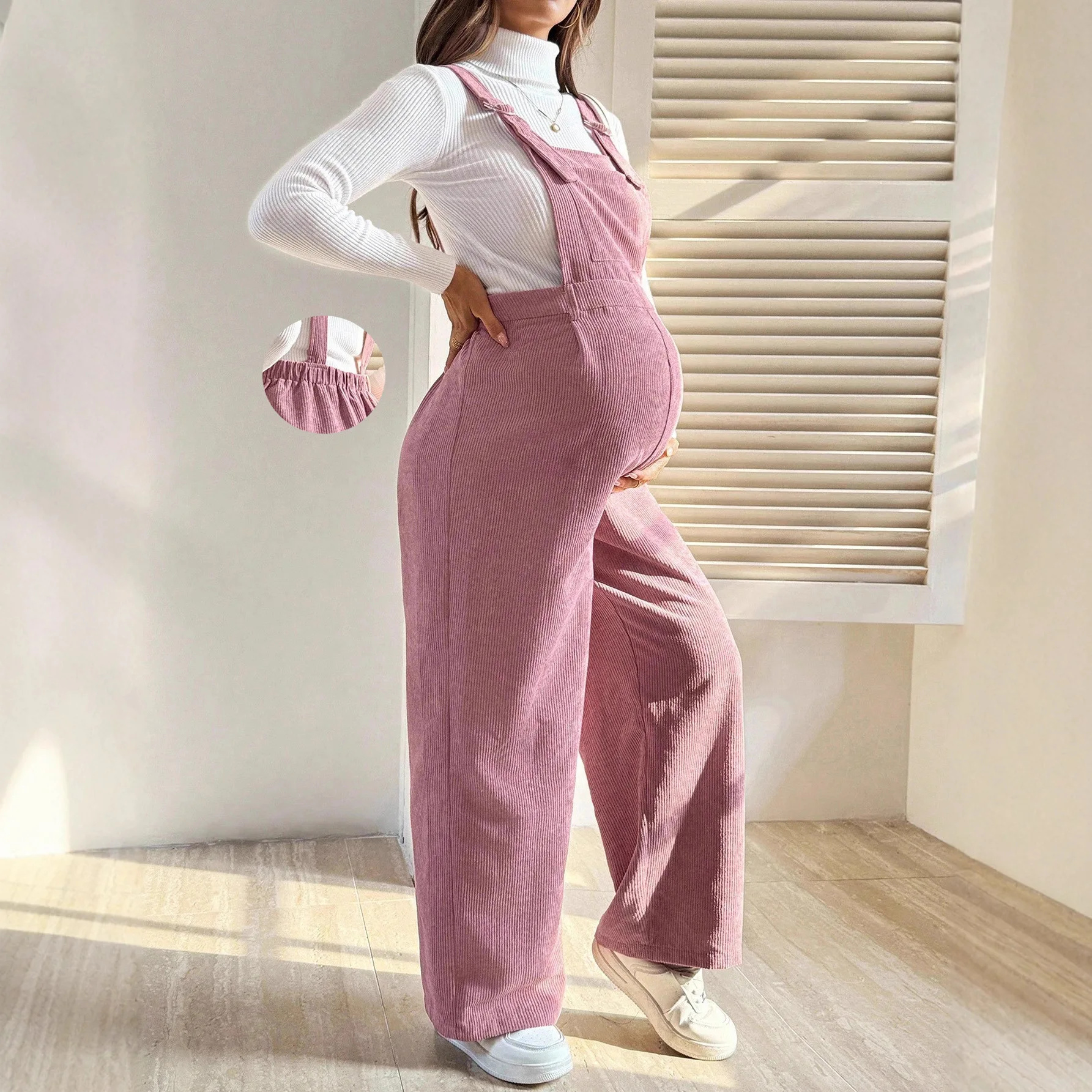 

Одежда для беременных, одежда для беременных, брюки, осень-зима 2022, модные эластичные свободные вельветовые комбинезоны на талии