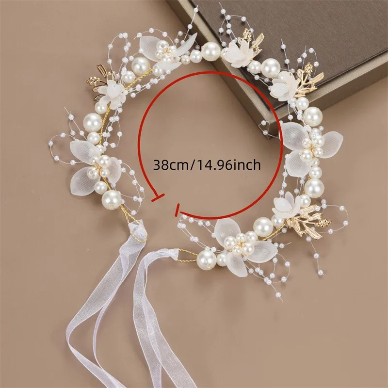 Pearl Flower Headband Bridal headdress Wedding Crown Fashion The wreath bracelet Band Tiaras Crystal Headpiece Hair Jewelrys