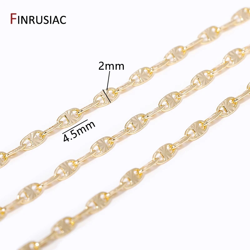 4.5mm*2mm 14K Gold Plated Brass SunFlower Link Chains Bulk For Jewelry Making DIY Necklace Findings Handmade Craft Accessories