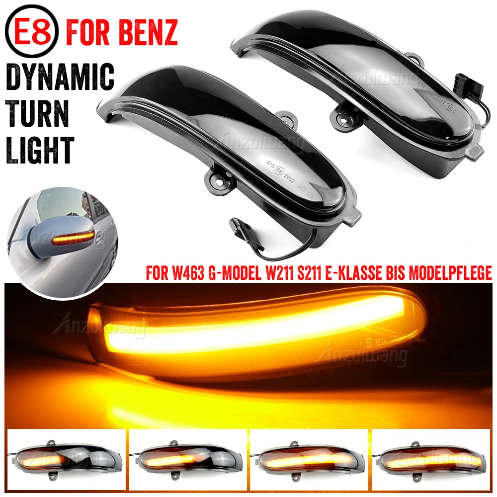 2x Smoked Lens Side Mirror Flashing Lamp LED Dynamic Turn Signal Light For Mercedes Benz E Class W211 S211 2002-07 G Class W463