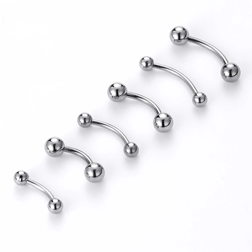 1 Stück 6-16mm gekrümmte Barbell Banane Piercing Bar 3 4 5 6 8mm Kugel Titan Edelstahl 14G 16G 1,2mm 1,6mm DIY Körperschmuck