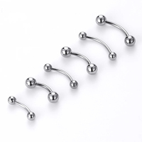 1pc 6-16mm Curved Barbell Banana Piercing Bar 3 4 5 6 8mm Ball Titanium Stainless Steel 14G 16G 1.2mm 1.6mm DIY Body Jewelry