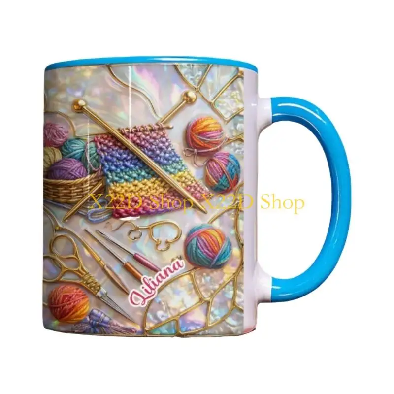 X22D Durable Porcelain Drinking Cup With Embroidery Themed Pattern Drink Container
