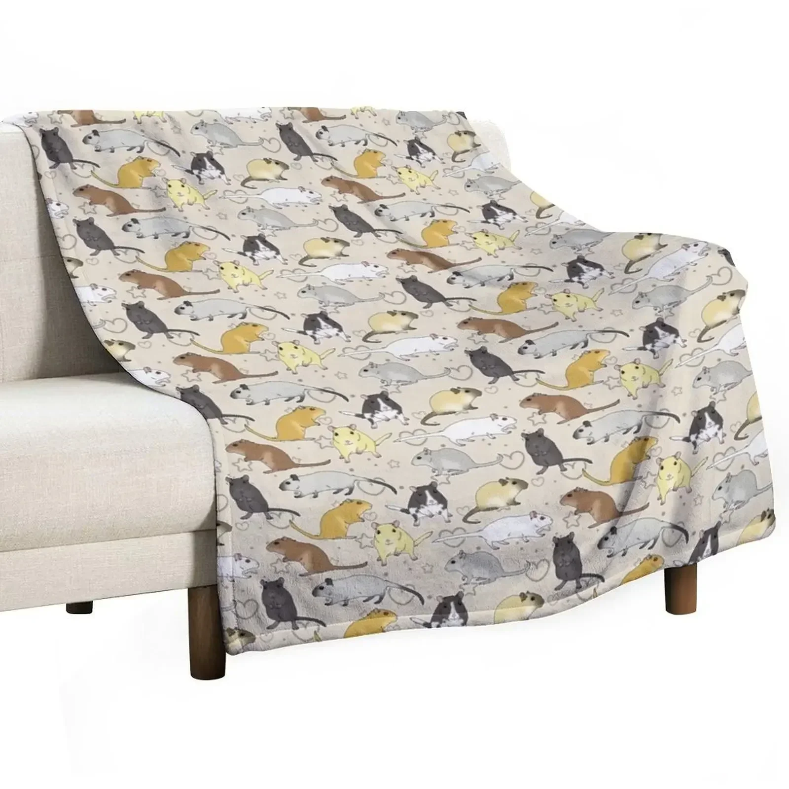 gerbil pattern simple but cute Throw Blanket Sofas Sofa Throw Furry Blankets