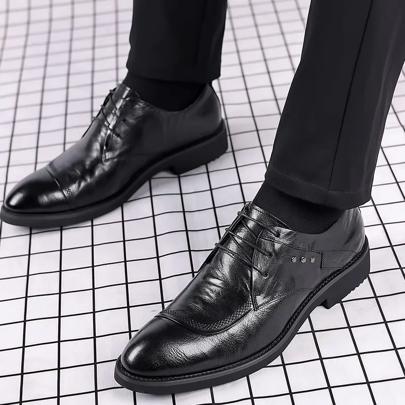 Handcrafted Mens Oxford Shoes Genuine Calfskin Leather Brogue Dress Shoes Classic Business Formal Shoes Man 2025