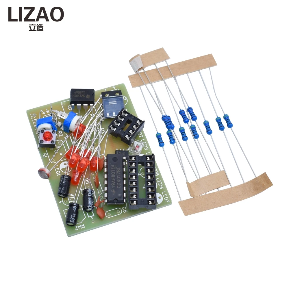 CD4017 Light-Controlled Flow Lamp DIY Kit, Electronic Production Set for Student Soldering Training & Skills Practice