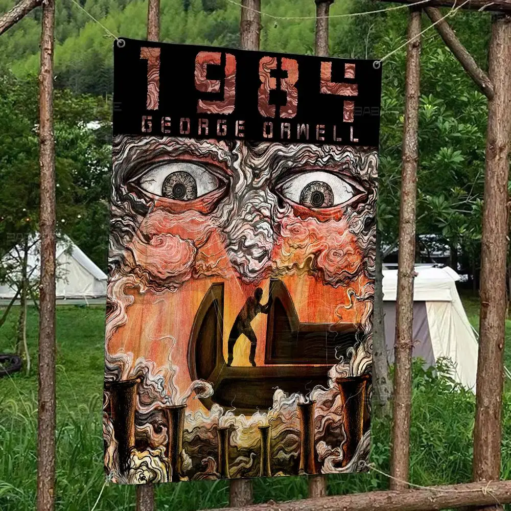 1984 George Orwell Creative Pattern Hanging Flag Polyester Printed Banner Hand Pulled Flag