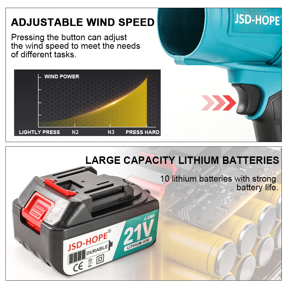 High-Power Turbines Rechargeable Lithium Storm Machine Portable Outdoor Defoliation Dust Collector Fall Pressure Blower