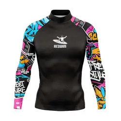 Men's Rash Guards Surfing Diving Suit Swimwear Long Sleeve T-shirt UV Protection Swimsuit Swimming Surf Tight Shirts Gym Clothes