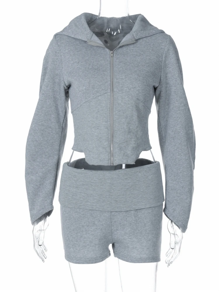 2 peças conjunto sexy moda feminina 2025 outono inverno feminino y2k manga longa topos e shorts terno conjuntos de treino outfit