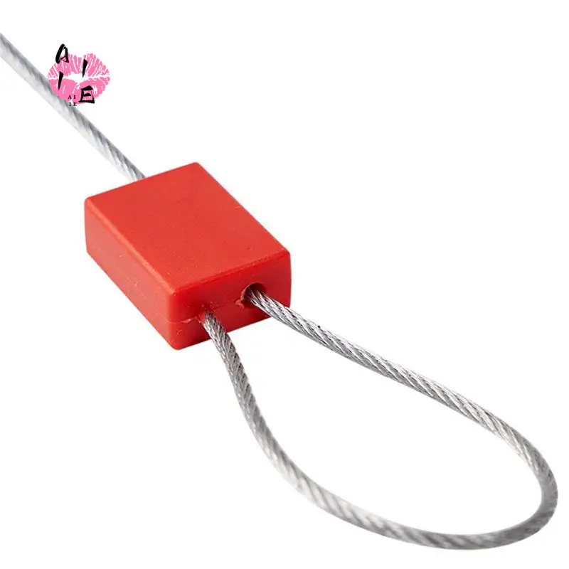A11E-20PCS Square Flat Head Wire Seals 30Cm Container Metal Cable Tie Steel Self-Locking One-Time Seals