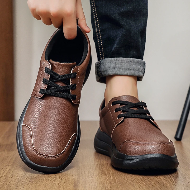 

Мужские повседневные кожаные туфли большого размера 48, 49 50, мягкие удобные рабочие оксфорды с круглым носком и низким берцем, дышащая резиновая подошва, мужская обувь