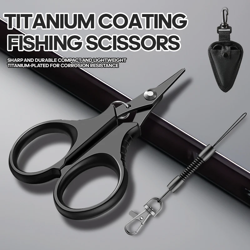 TAIYU Multi-functional Titanium Plated Stainless Steel Scissors for Fishing Lure Clip PE Line Lead Weight Fishing Mini Toothisso