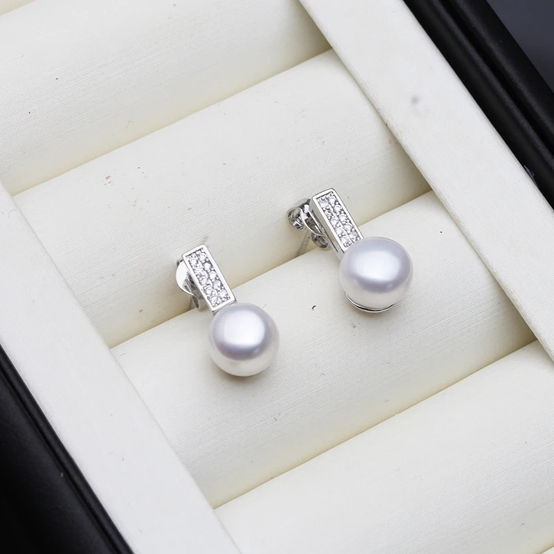 

Wedding Natural Freshwater Pearl Stud Earrings For Women,Trendy Sterling Silver Pearl Earrings Wife Girls Birthday Gift