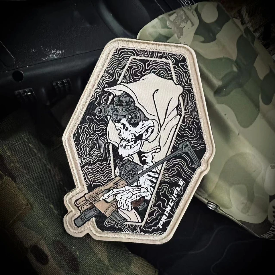 Ghost Squad Warrior Skeleton Embroidered Patch Night Vision Weapons Combat Tactical Badge DIY for Clothing Backpack Decoration