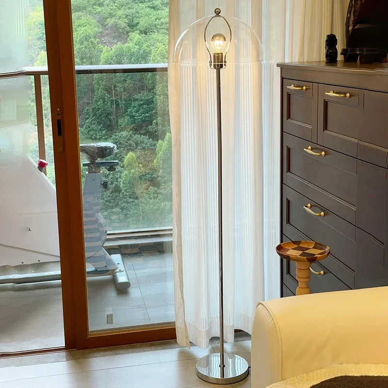 Nordic Minimalist Vintage LED Floor Lamp Living Room Soft Bedside Acrylic Standing Light  Home Decor Reading Table Light LED
