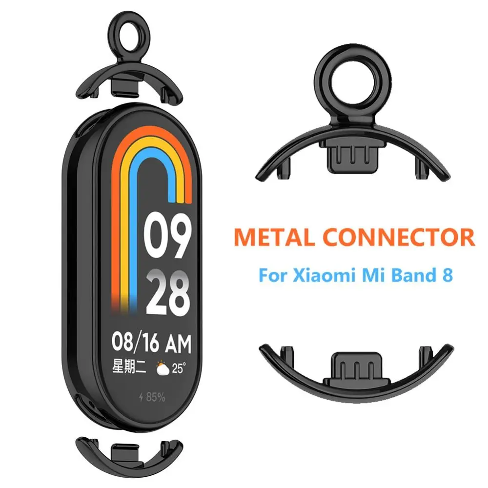 1 Pair Replacement Watch Strap Connector DIY Metal Band Strap Adapter Chain Buckle Pendant Necklace for Xiaomi Mi Band 8