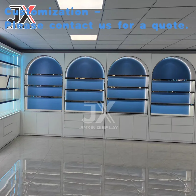 custom.Customized Rack Company Showcase Beauty Salon Hall Exhibition Display Cabinet Makeup Baking Paint Counter Booth S