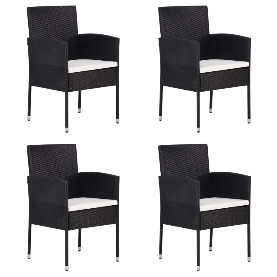 

Patio Chairs with Cream White Cushions 4 pcs Black Poly Rattan