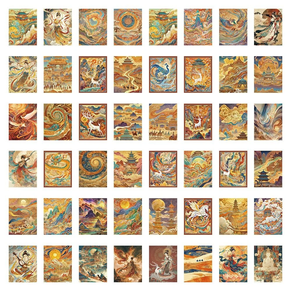 

Дуньхуан настенная наклейка 48 шт. китайская ретро мифологическая самоклеящаяся наклейка DIY справочник гитара шлем скейтборд Декор наклейка