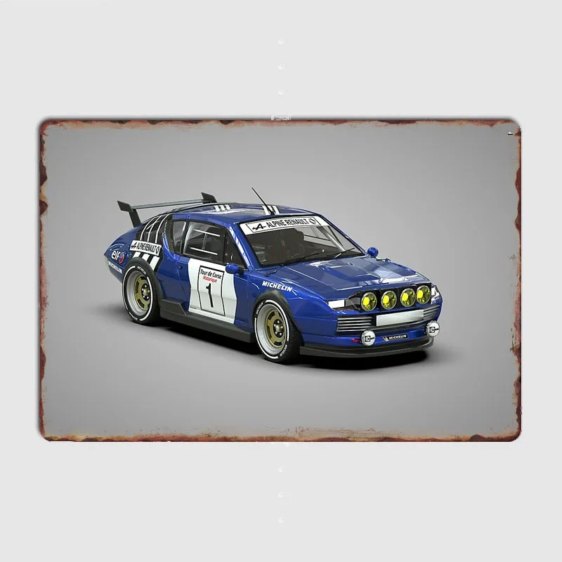 Blue Alpine A310 Car Rally Classic Cars Rally Racing Retro Metal Sign Poster Garage Room Decor Custom Tin Home Decor Wall Art