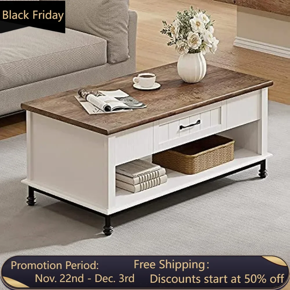 

Living room table set of 3, 1 large rectangular central table with storage drawers, 2 end tables with charging stations