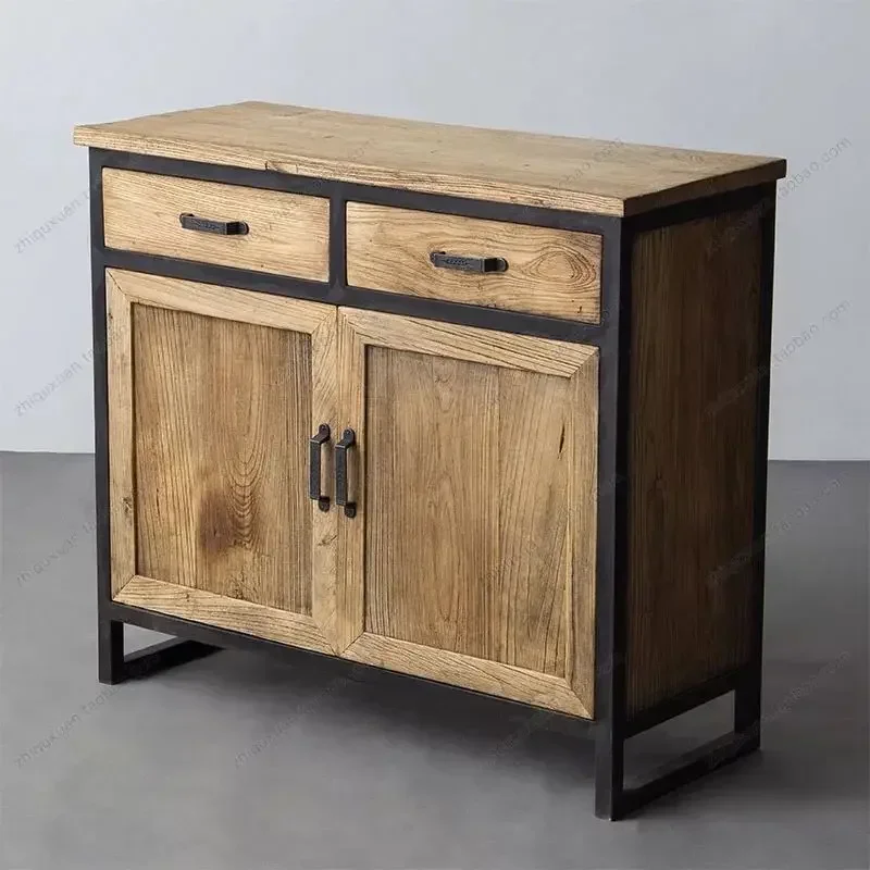 A American country solid wood retro industrial style storage cabinet drawer side storage locker