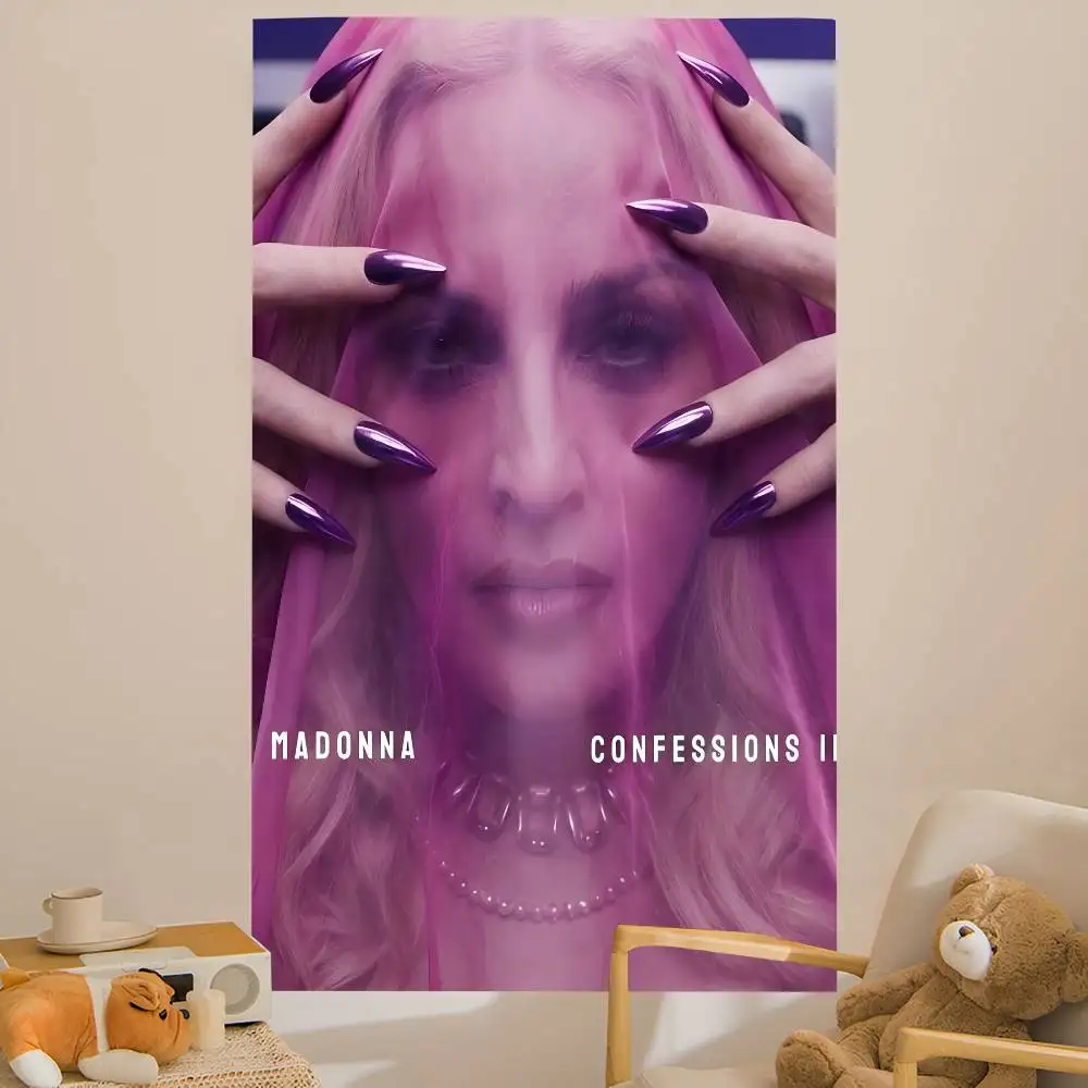 Singer M-MadonnA-A Confessions II Anime Tapestry Hippie Flower Wall Carpets Dorm Decor Wall Hanging Home Decor