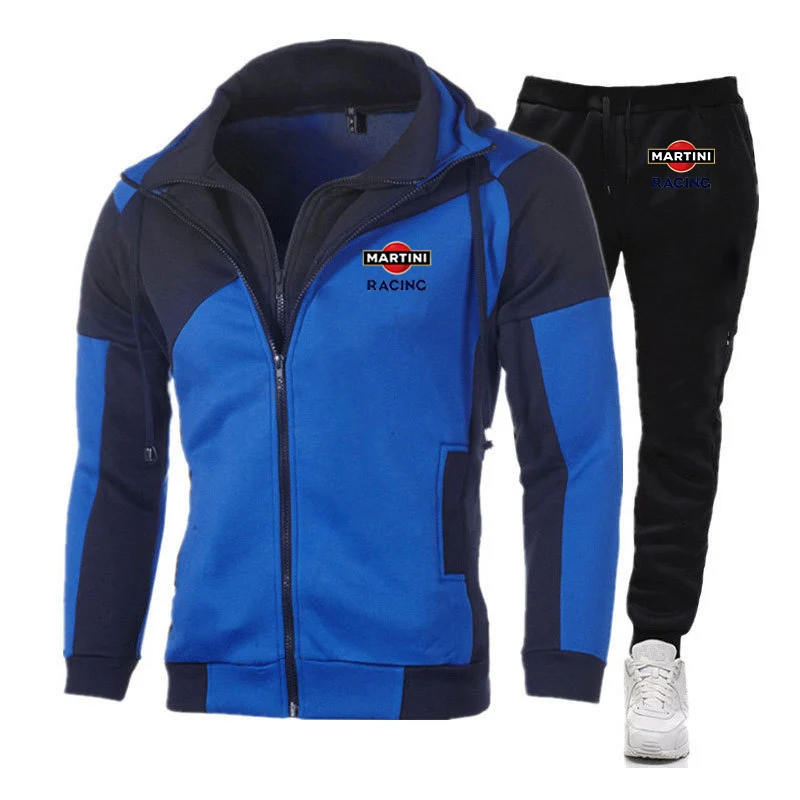 Martini Racing 2024 Herren Frühling und Herbst neue farblich passende Hoodie Trainings anzug Sport Casual Tops Hosen Reiß verschluss Anzug