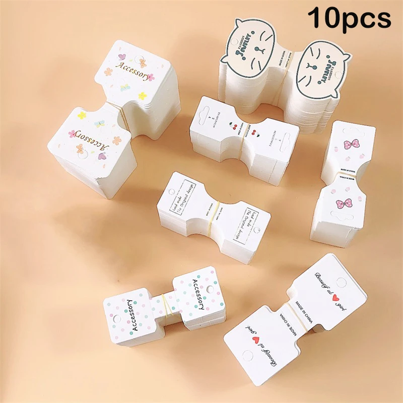 10PCS Hair Rope White Display Cards For Hair Claw Clip Paper Card Headdress Card Hair Decoration Package DIY Jewelry Cardboard