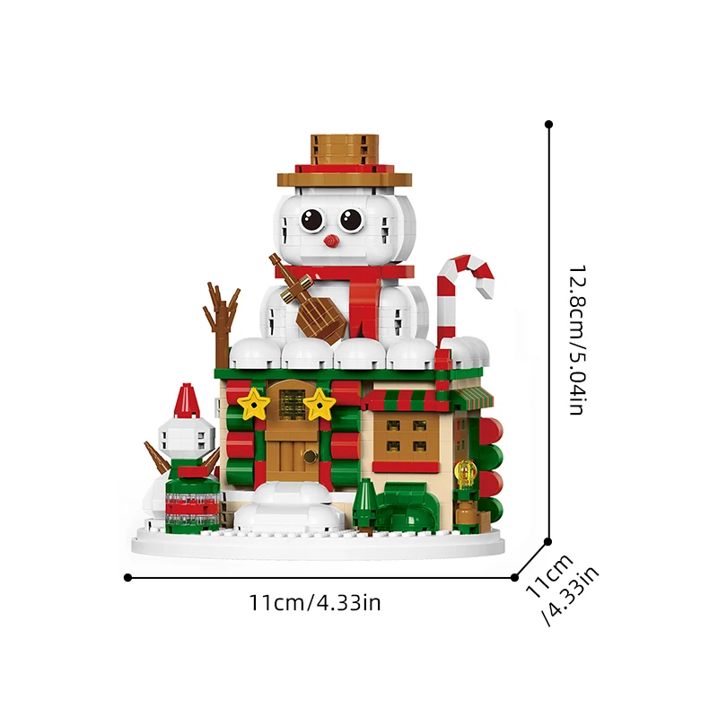 Blocs de construction de maison de neige du père noël, Village d'hiver, bonhomme de neige avec lumières, Mini figurines en brique, jouets pour enfants, cadeaux pour filles