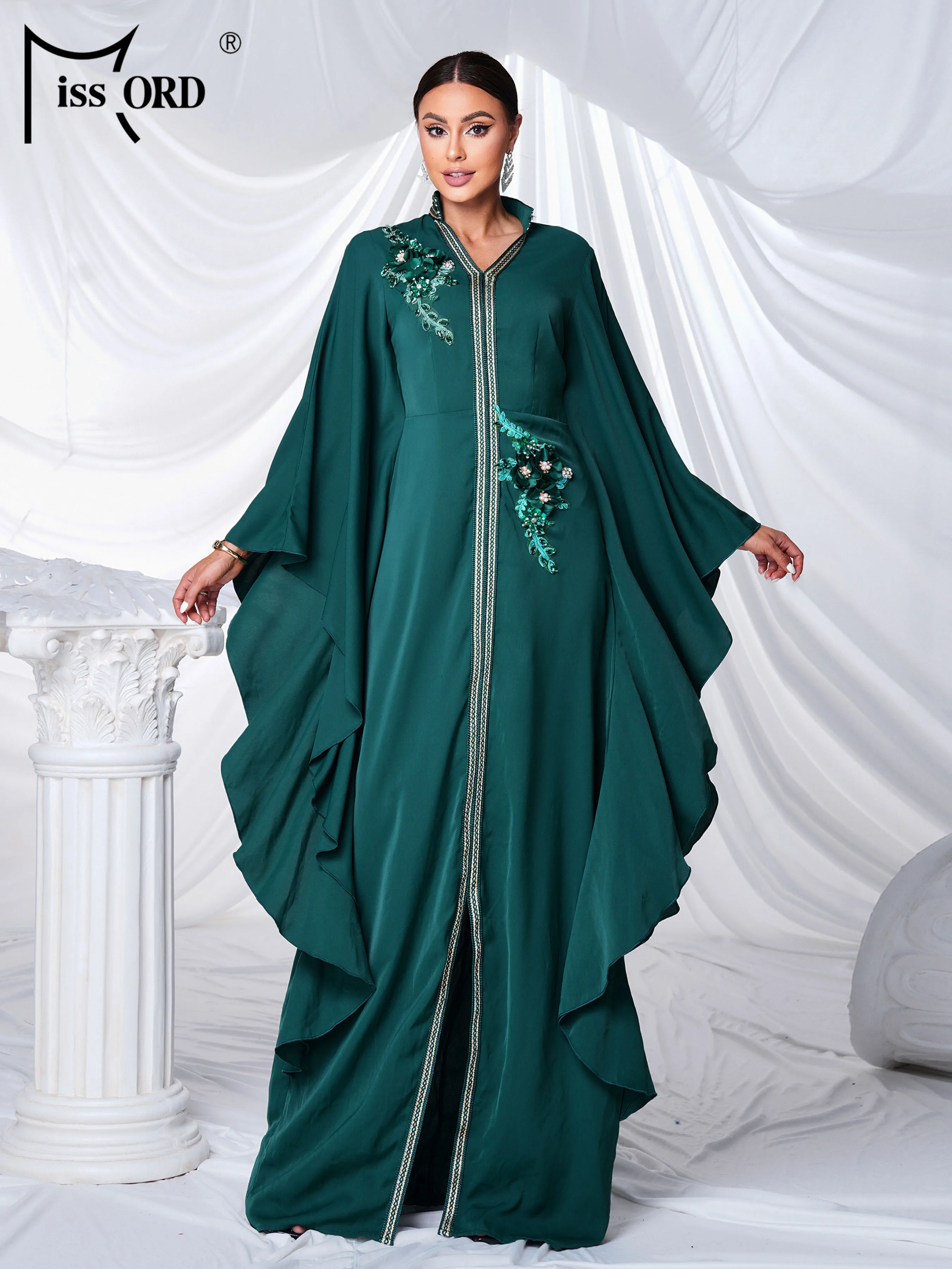 

Missord 2026 New Comfortable Loose Autumn Evening Gown Wedding Birthday Party Formal Occasion Church Maxi Green Dress