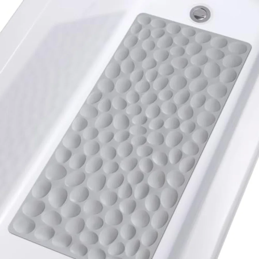 

Non-Slip Bathtub Mat Soft Rubber Bathroom Bathmat with Strong Suction Cups Grey