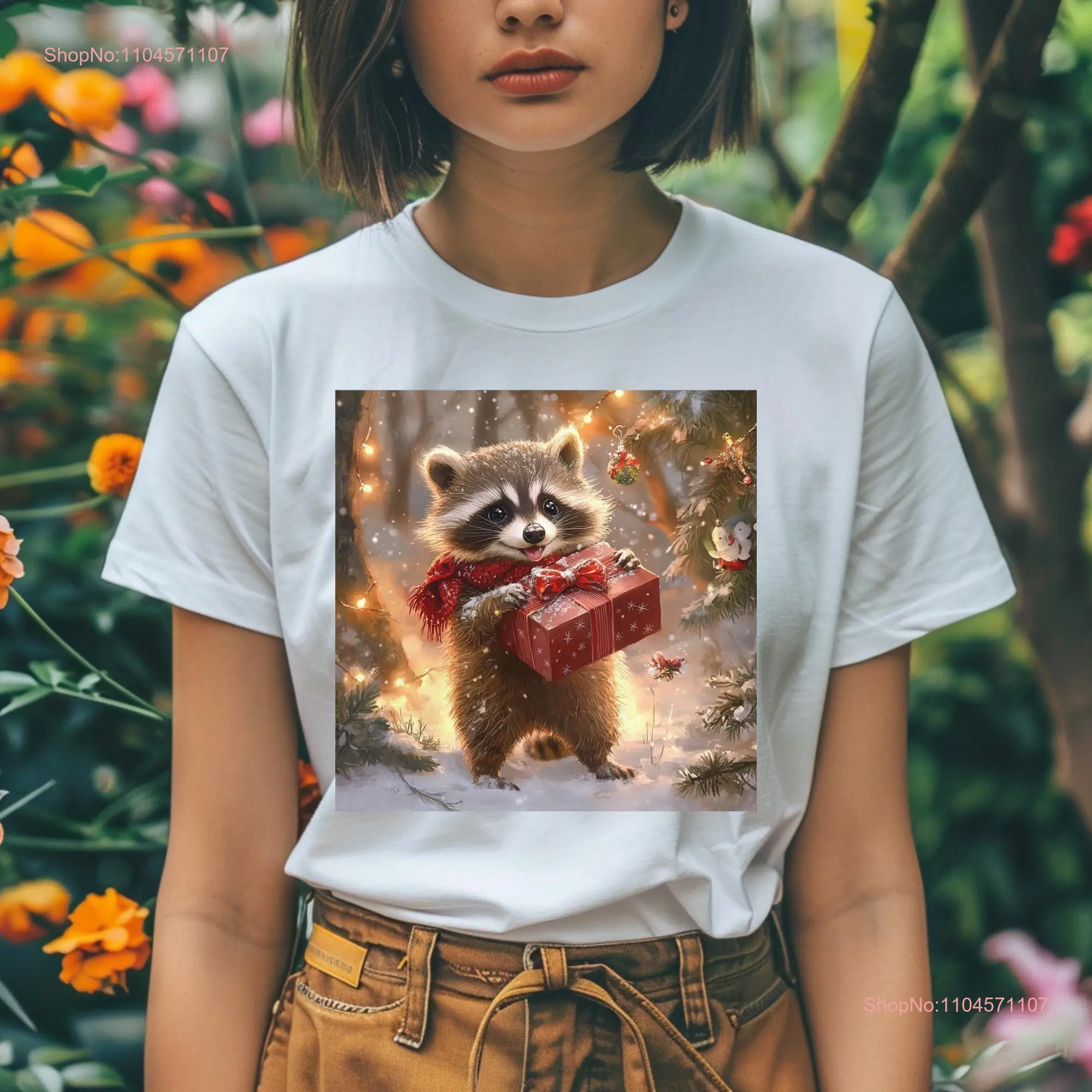 Raccoon's Christmas Surprise T Shirt s Theme Animal Raccoon Arts Casual Ideas long or short sleeves