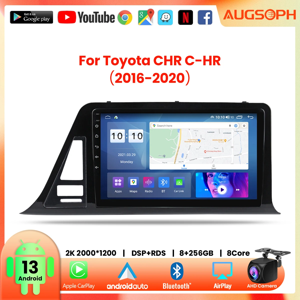 

Android 13 Car Radio for Toyota CHR C-HR 2016-2020, 9inch Multimedia Player with 4G WiFi Carplay & 2Din GPS