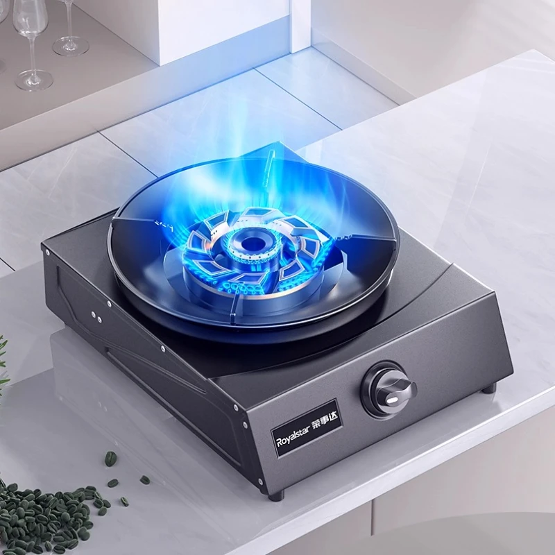 

Gas Stove Single Burner, High Power LPG or Natural Cooker, Thickened Surface, Child Lock, Anti-Slip Rack, Flameout Protection
