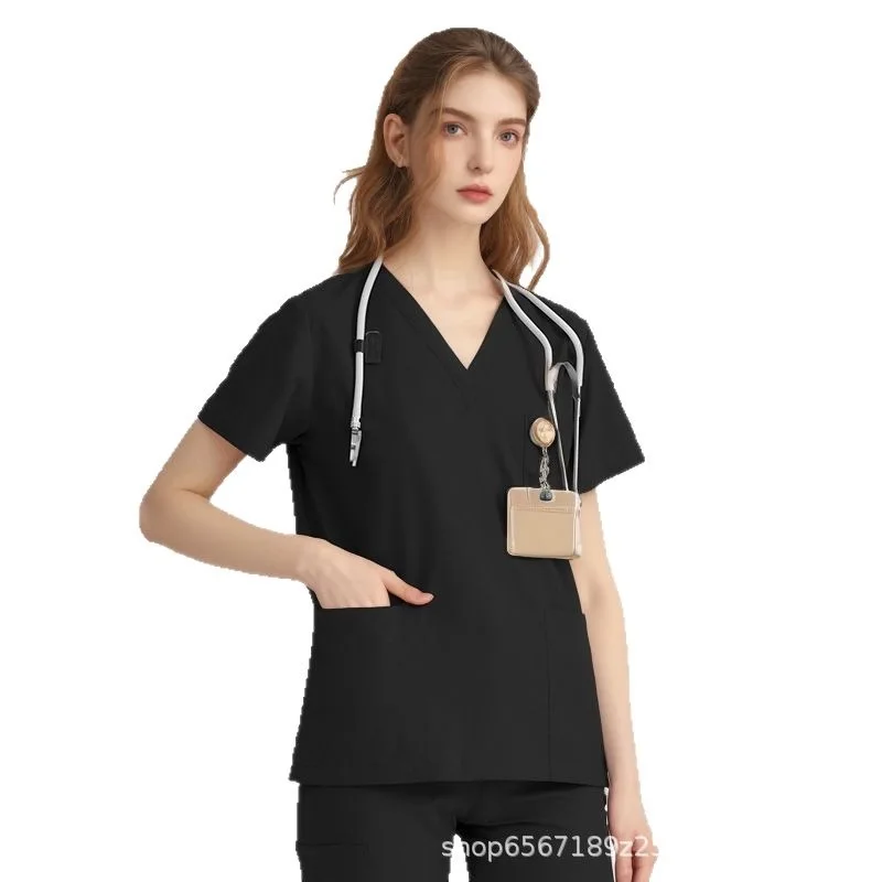 Stretch Hand-washing Clothes Quick-drying Short-sleeved Surgical Clothes Oral Nurse Doctor's Work Clothes Free Print Logo