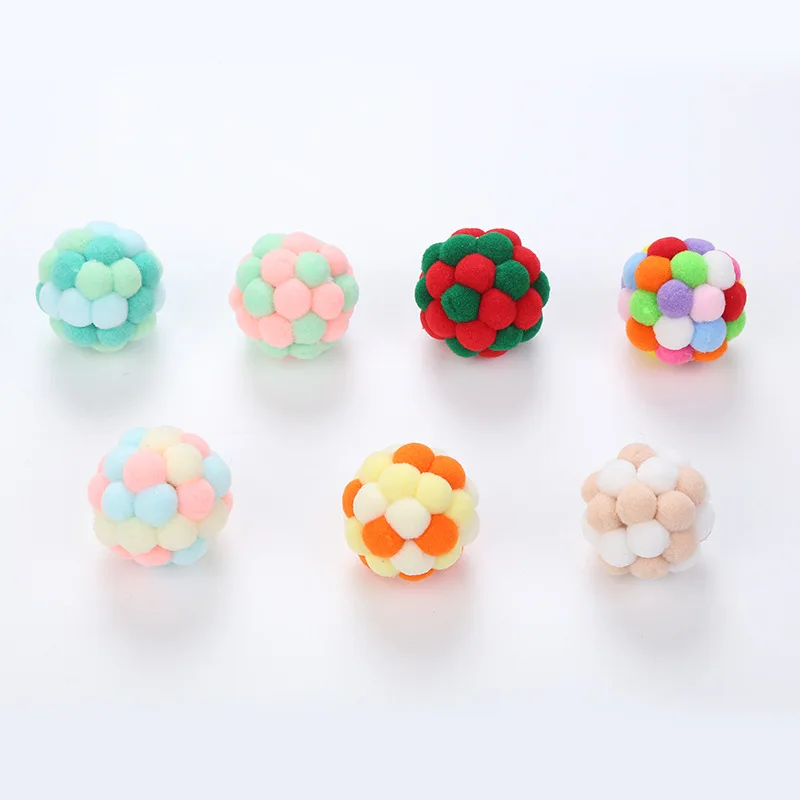 Cat toys Colorful handmade bell ball Elastic ball interactive chase pet supplies