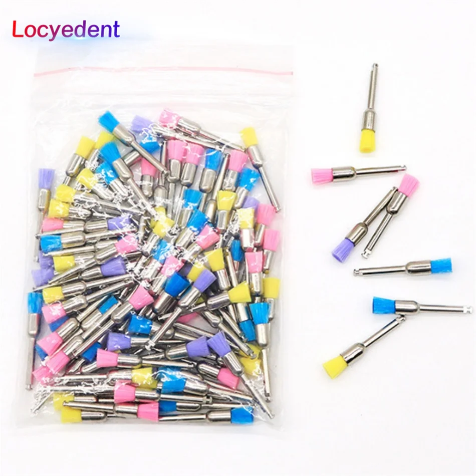 Escova de nylon, Escovas de polimento, Descartável, Oral Care, Cabeça para Clareamento dos Dentes, Limpeza, Tipo Plano, 100Pcs por pacote