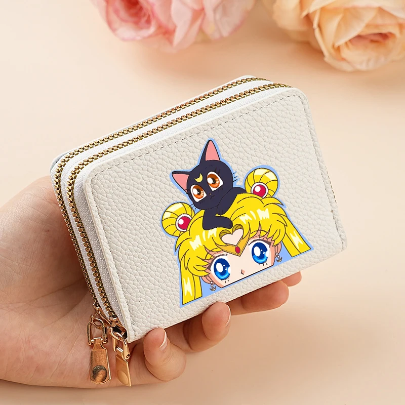 

Sailors Moon Women Short Wallet Multi-card Slot Billfold Cartoon Luna Artemis Cat Pu Wallets Girl Coin Purses Credit Card Holder