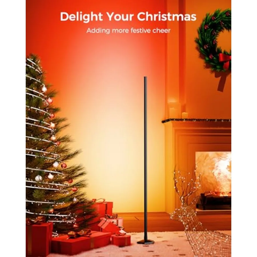 2PCS Smart RGB LED Corner Floor Lamp with App and Remote Control, 65