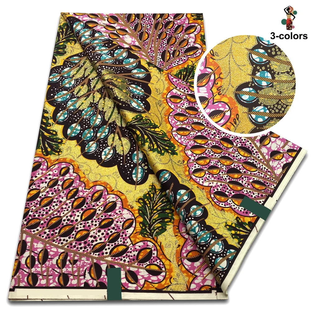 Hoge kwaliteit zachte Pagne 100% katoen gouden print stof Afrikaanse echte was stof Nigeria Ankara Grand SUP stof