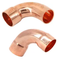 10-108mm ID Weld Socket End Feed Solder Long Radius Elbow 90 Degree Pure Copper Pipe Fitting Connector Air-Coniditioning