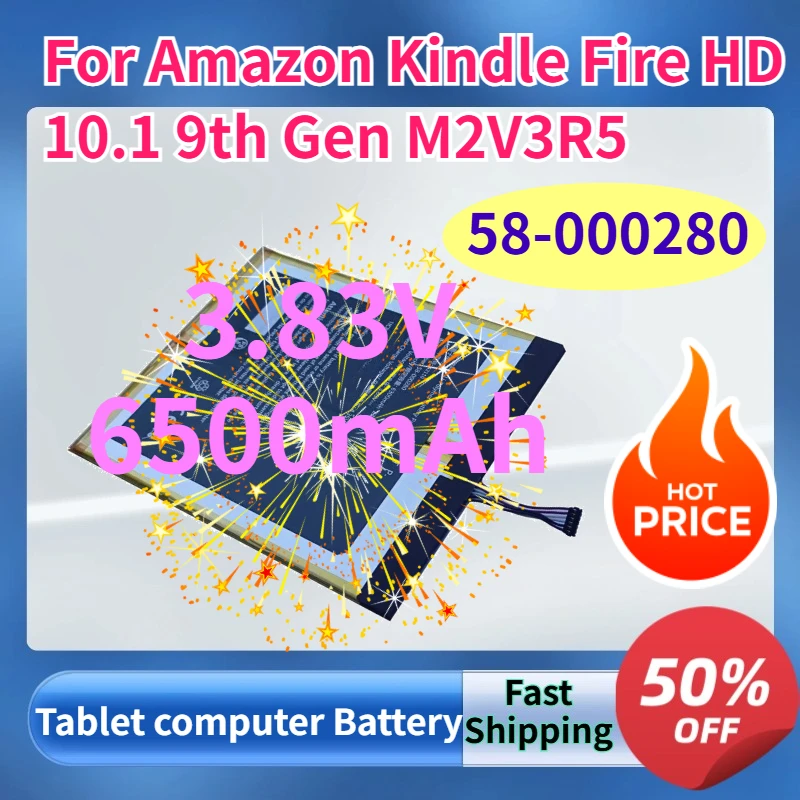 

Аккумулятор 3.83V 6500mAh 58-000280 для Amazon Kindle Fire HD 10.1 9-го поколения M2V3R5, совместимый с планшетом, запасная часть