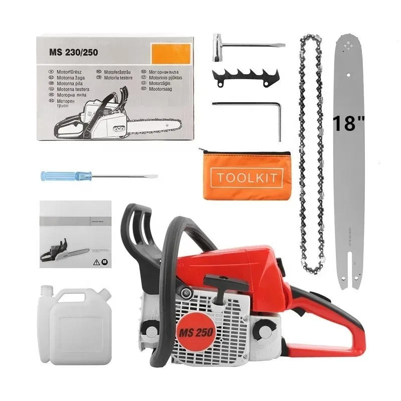 Ms250 45CC Chainsaw 18-Inch Bar Professional Petrol Chainsaw for Firewood Cutting & Yard Maintenance