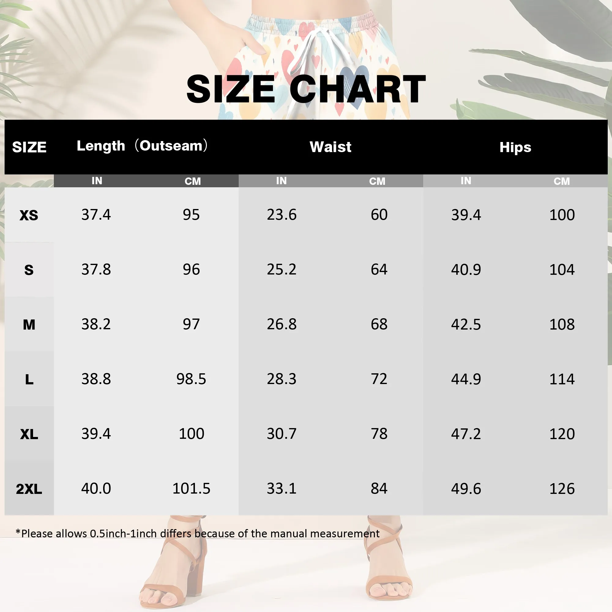 Women's Wide Leg Ankle-Length Pants Heart Print Casual Elastic Loose Breathable for Casual Dating Shopping Beach Party