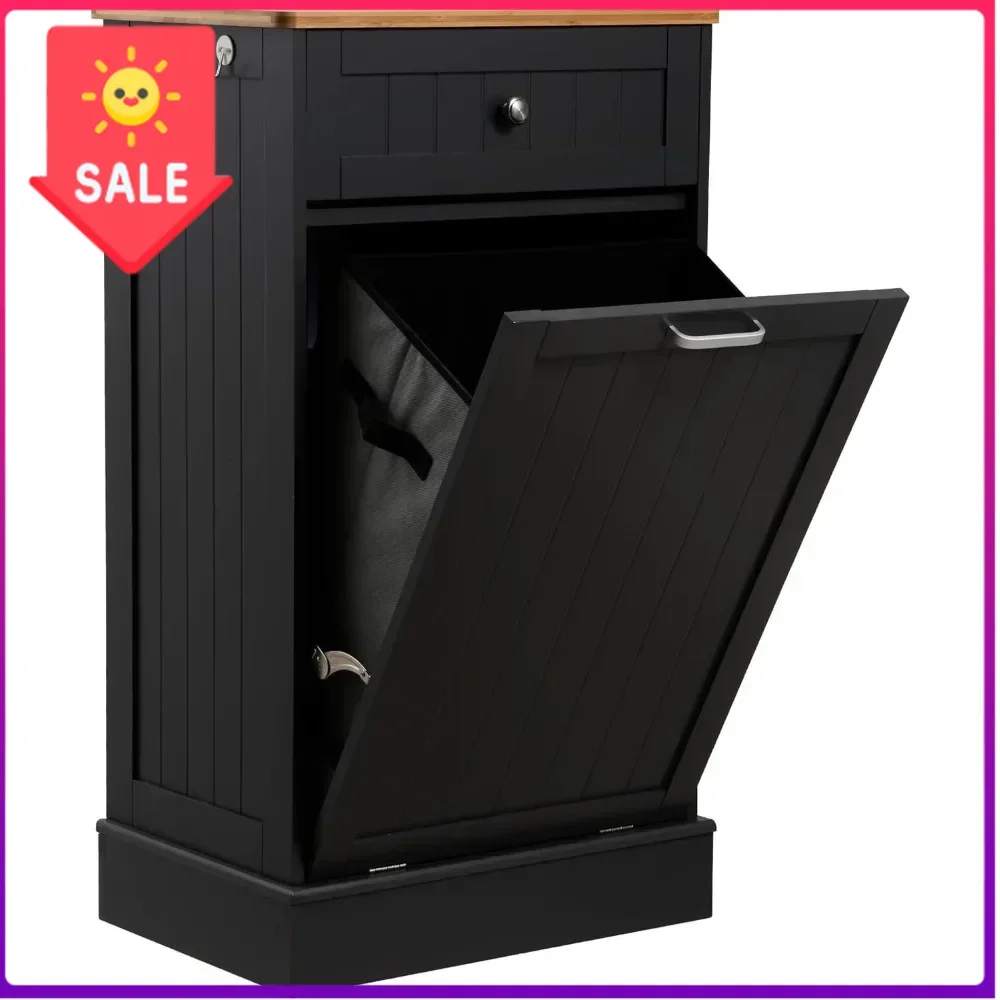 

Hot sales13 Gallons Tilt Out Trash Cabinet, Hidden Trash Can Kitchen Wooden Tilt Out Pet Proof Hidden Trash Bin for Kitchen Livi