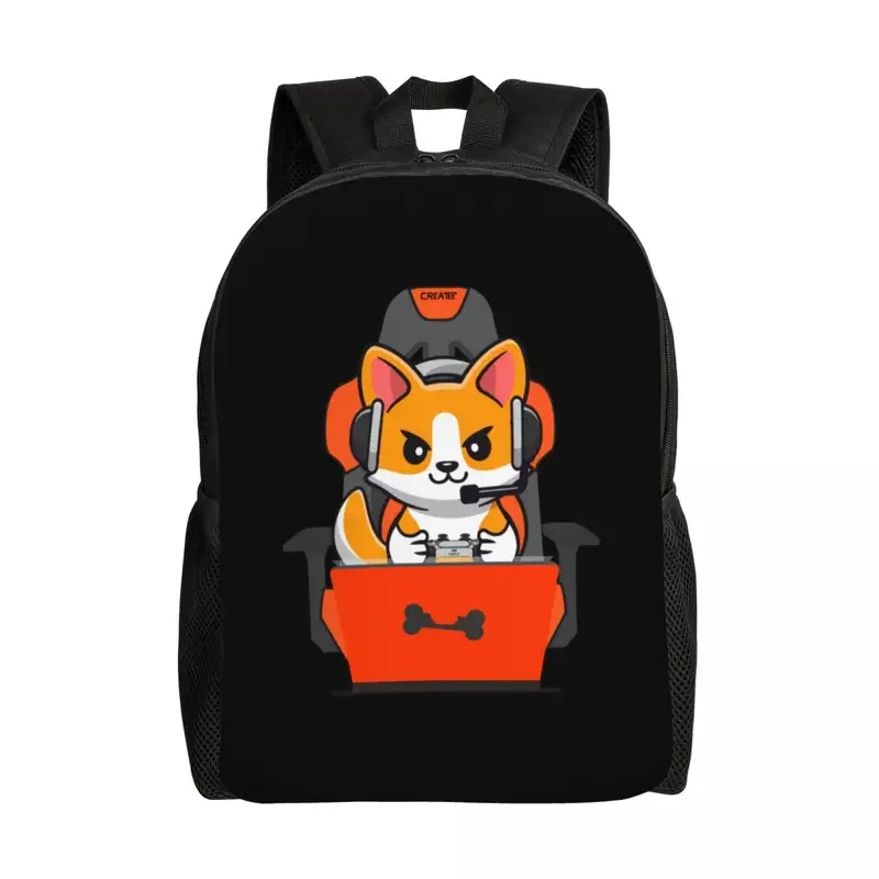 Custom Funny Game Controller Backpacks for Men Women College School Student Bookbag Fits 15 Inch Laptop Corgi Gamer Bags