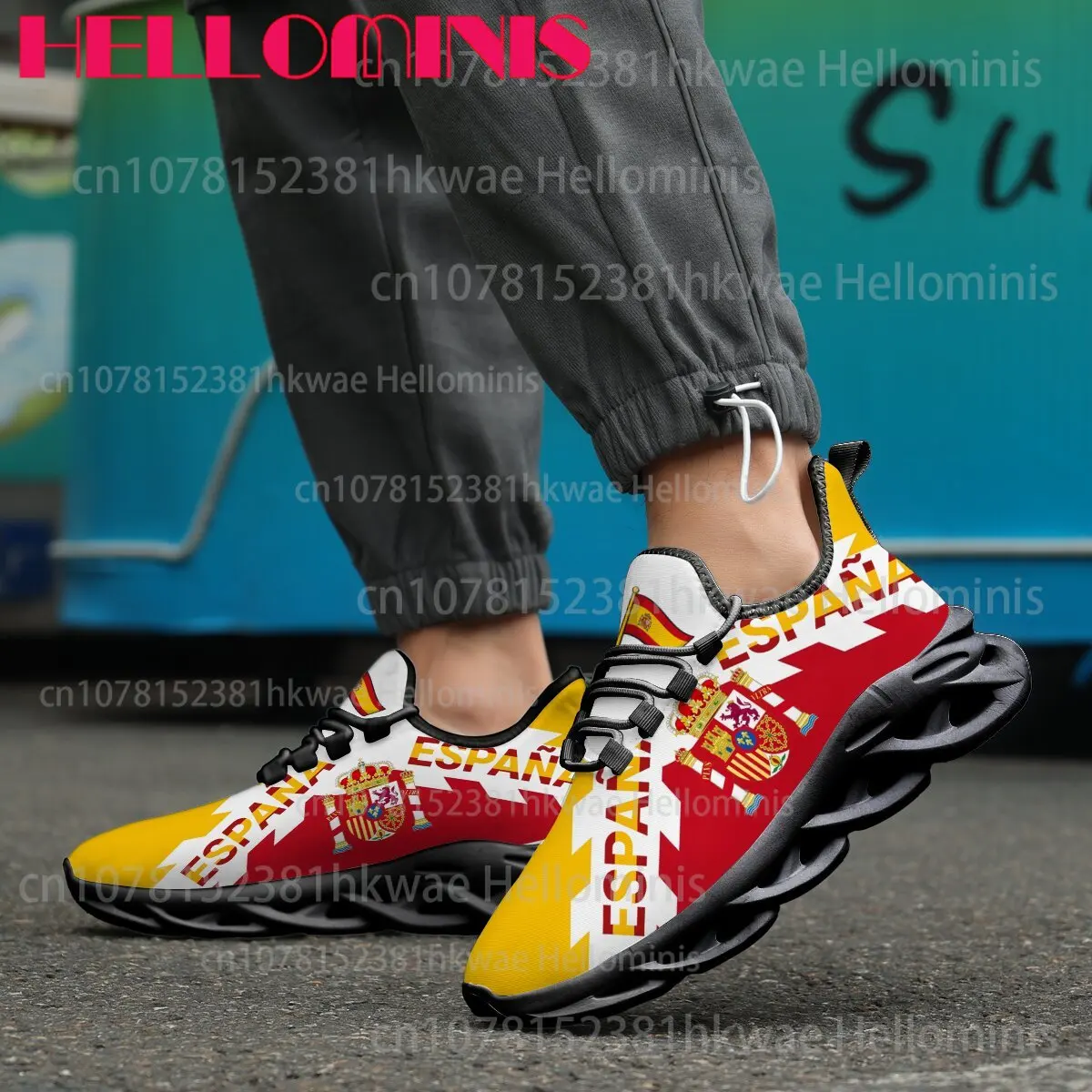 Picture 5: Spanish Flag Unisex Red Yellow Color Trendy Casual Sneakers High Quality Easy To Wear Wear-resistant Casual Shoes Size 28-44